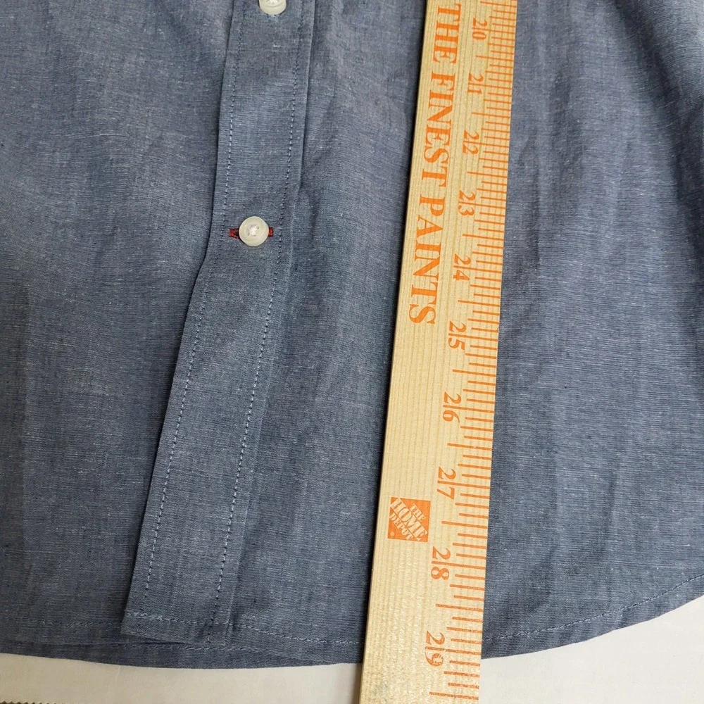 Tommy Hilfiger Boys Sz 20 Blue Chambray Button Down Shirt‎ Plaid Clip On Tie NWT